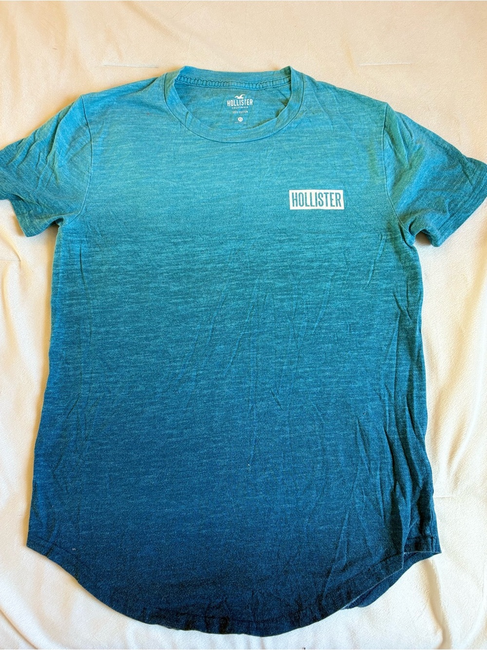 Hollister Men's Teal Gradient Crew Tee